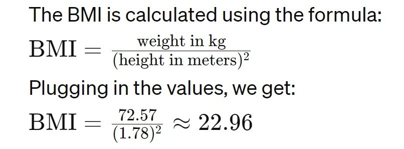 BMI Calculations for men