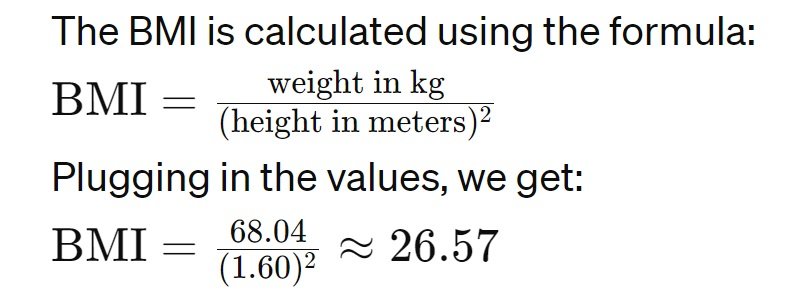 BMI Calculations for Women